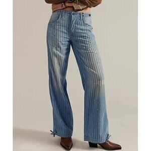 Free People Dont Wait Up Baggy Boyfriend Jeans Womens 31 Boho Chic Grunge